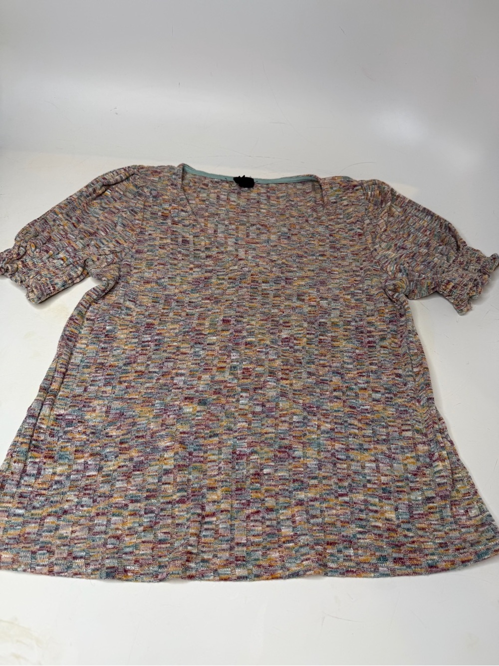 Multicolor Knit Short Sleeve Women's Top